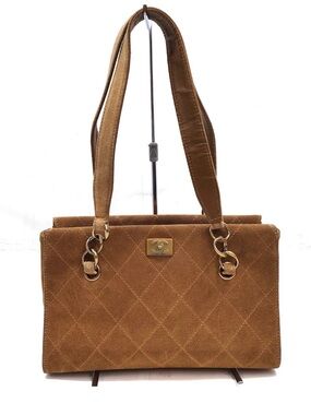 Chanel CC Coco Mark Matelasse Purse in Brown Suede w/ Authenticity Card